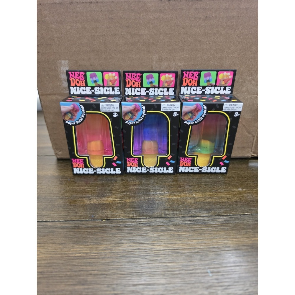 NeeDoh Nice-Sicle Popsicle Set of 3 Multicolor Squishy Lot Bundle Nee Doh NEW